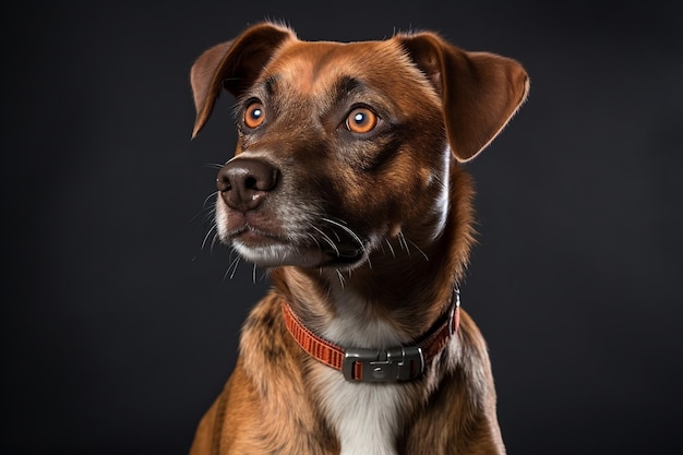 Portret Pup Collared Kruising Hond Geïsoleerd Headshot Generatieve AI