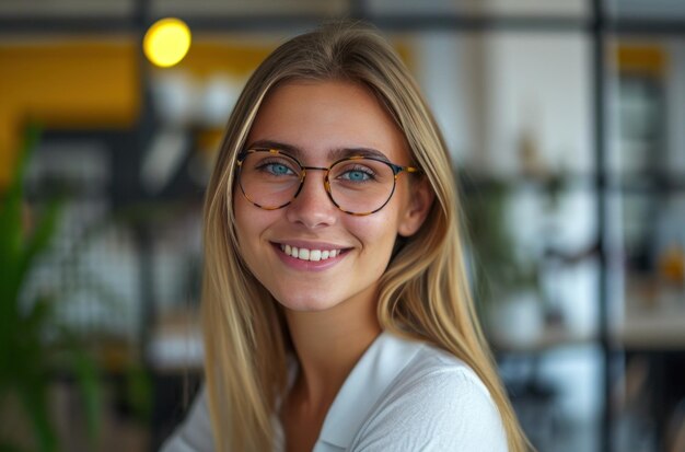 portret van aantrekkelijke jonge kantoormedewerker glimlachen