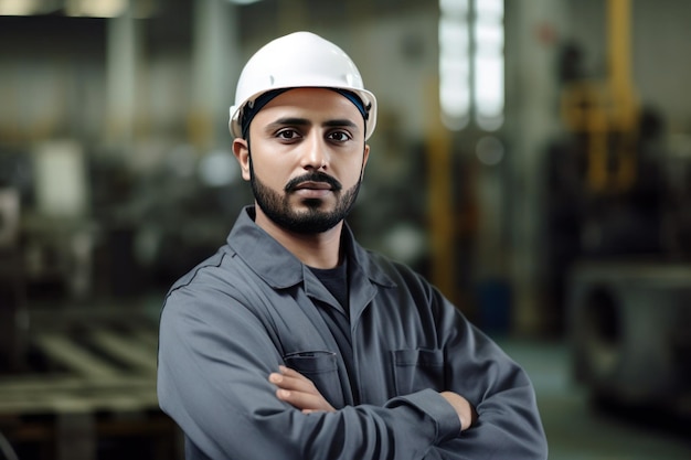 Portret van Arabische man fabrieksarbeider ai gegenereerd