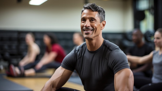 Foto portret van atletische man in een sportschool