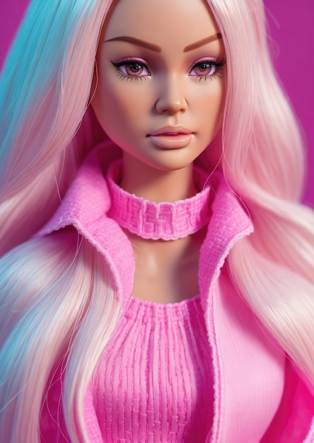 Portret van Barbie in trendy roze outfit