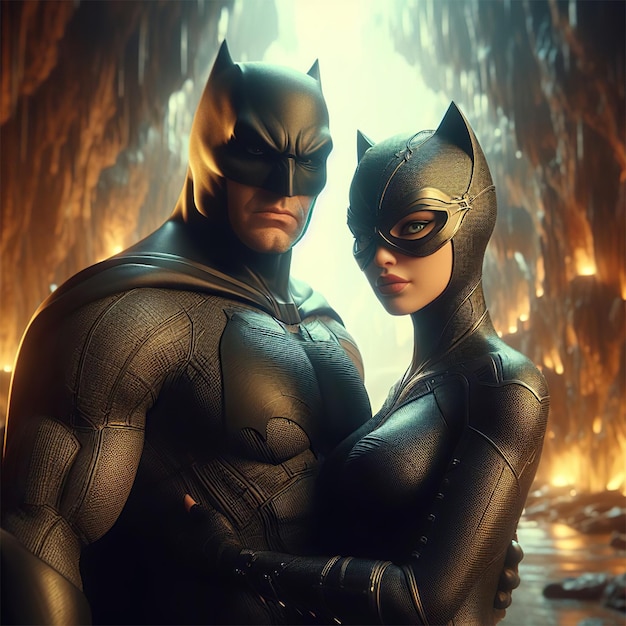 Foto portret van batman en catwoman