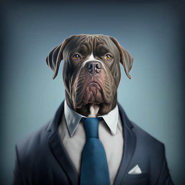 Portret van Bulldog in een professioneel pak