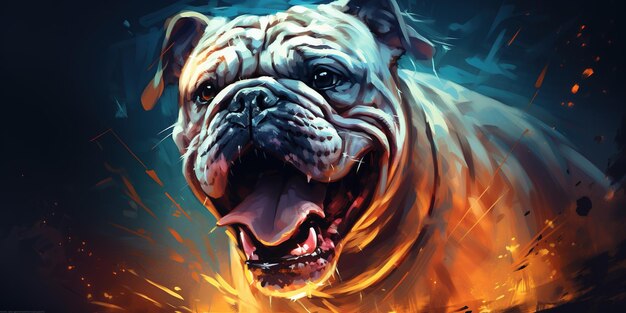 Portret van bulldog kunst illustratie dier concept