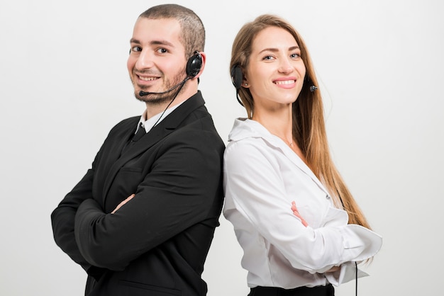 Foto portret van callcentermedewerkers