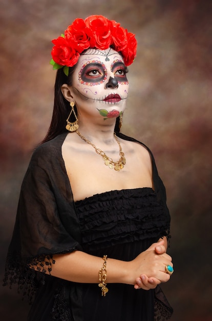 Portret van Catrina typisch Mexicaans personage dat representatief is voor de dag van de doden