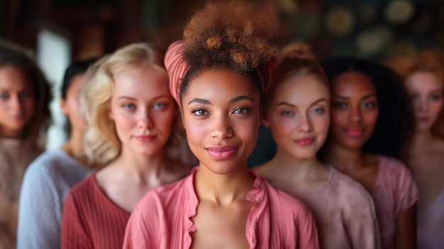 Portret van diverse multinationale jonge vrouwen Internationale Vrouwendag