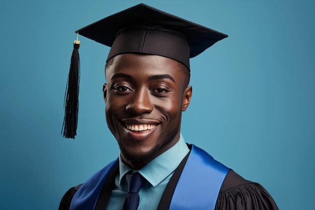 Portret van een Afro-Amerikaanse mannelijke afgestudeerde aan de universiteit Generatieve ai