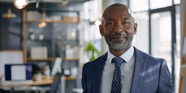 Portret van een Afro-Amerikaanse zakenman in het kantoor Generatieve AI Generatieve AI