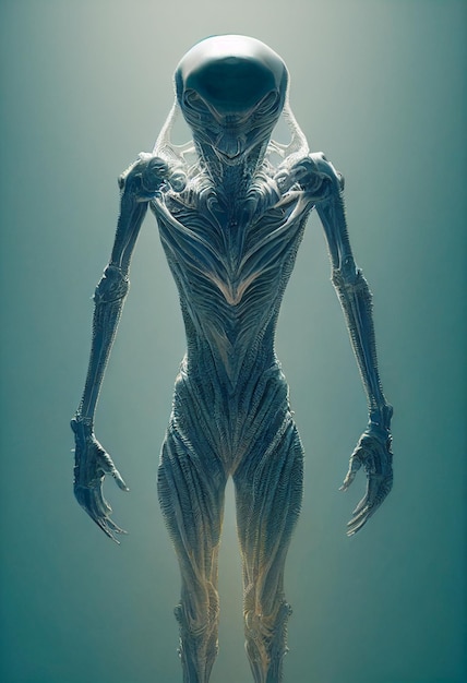Portret van een alien op een donkere achtergrond 3d illustratie