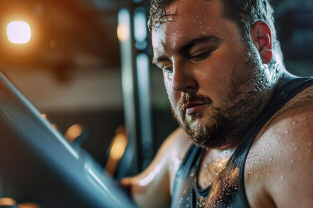 Foto portret van een baarde man in de sportschool