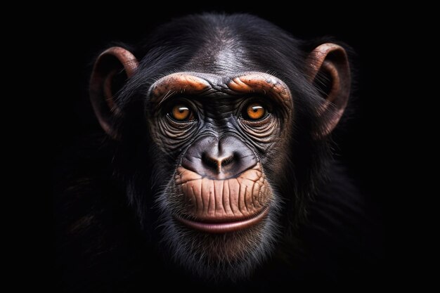 Portret van een chimpansee Het dier is een aap