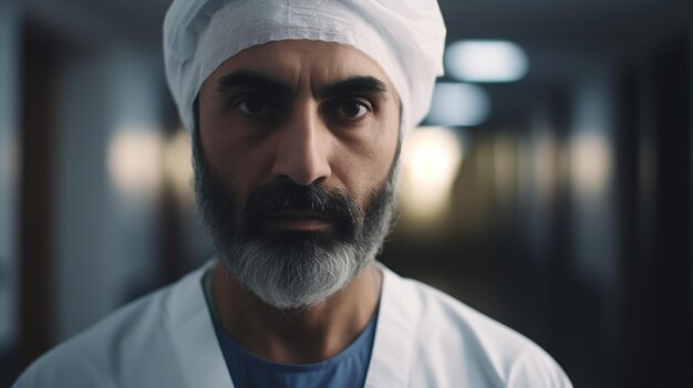 Portret van een chirurg uit het Midden-Oosten in een ziekenhuis