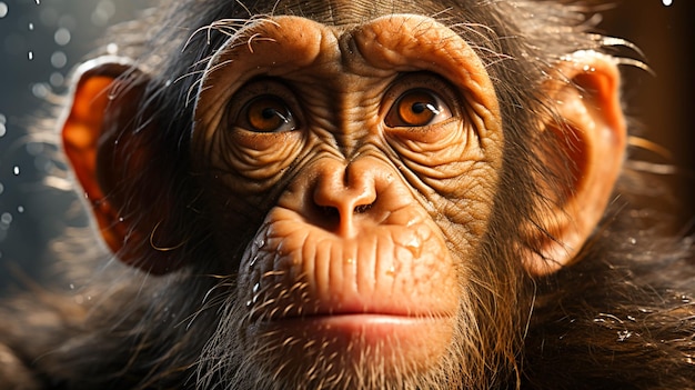 Portret van een close-upweergave van de chimpansee-aap