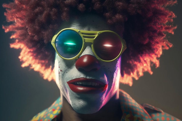Foto portret van een clown die een bril draagt generatieve ai