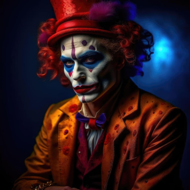 Portret van een clown in een rode hoed