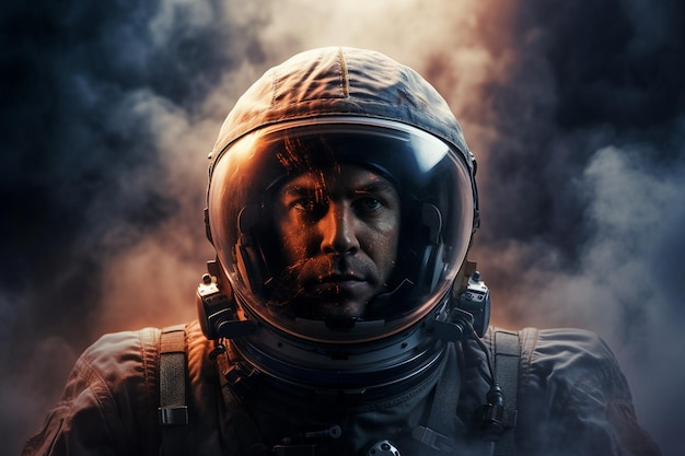 Portret van een dappere astronaut in een beschermend ruimtepak Generatief door Ai