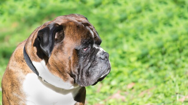 Portret van een droevige hond in het park