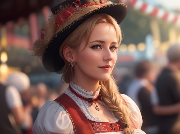 portret van een Duitse vrouw op het Oktoberfest-feest