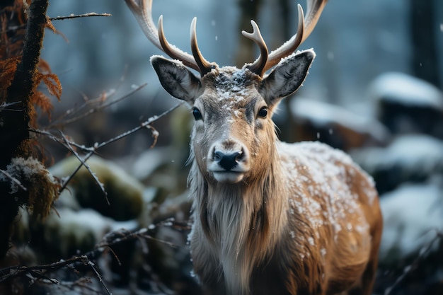 Portret van een eland in de winter