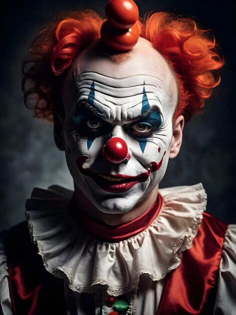 Portret van een enge clown op een donkere achtergrond Halloween Achtergrond Wallpaper