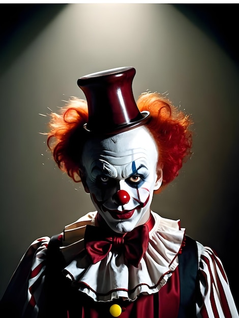 Portret van een enge clown op een donkere achtergrond Halloween Achtergrond Wallpaper