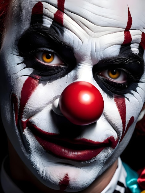 Portret van een enge clown op een donkere achtergrond Halloween Achtergrond Wallpaper