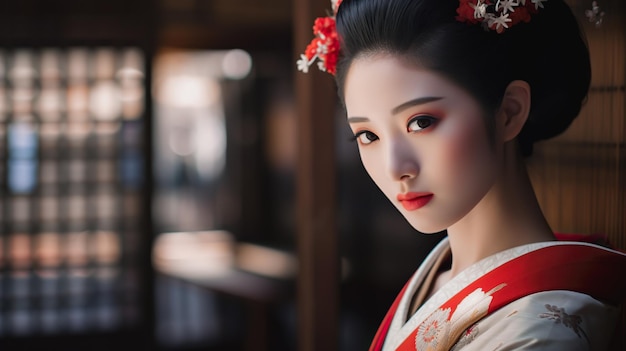 Portret van een Geisha Niet gebaseerd op echte persoon