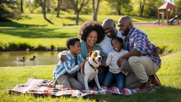 Portret van een gelukkig gezin in het park