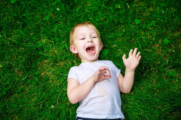 Portret van een gelukkig jongetje in het park