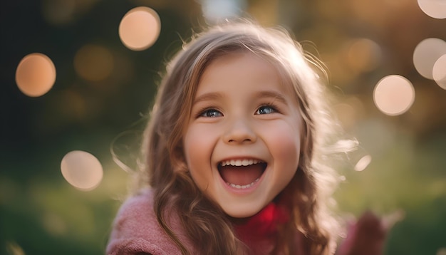 portret van een gelukkig klein meisje in het park op een zonnige dag