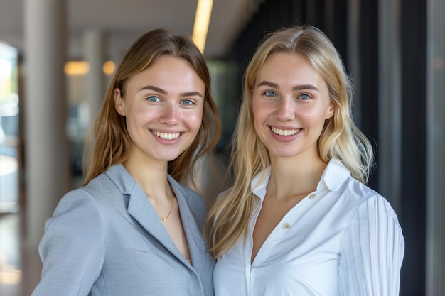 Foto portret van een gelukkig multi-etnisch zakenpaar dat voor de camera poseert