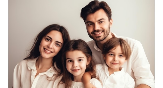 Portret van een gelukkige glimlachende familie