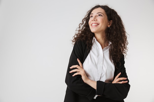 Portret van een gelukkige jonge onderneemster