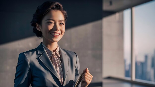 Portret van een gelukkige jonge zakenvrouw