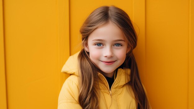 Foto portret van een glimlachend klein blond meisje