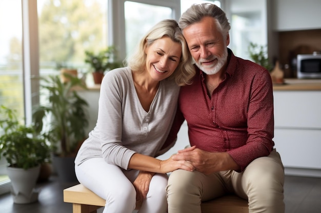 Portret van een glimlachend ouder echtpaar Generatieve Ai