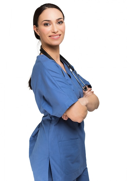Portret van een glimlachende jonge verpleegster