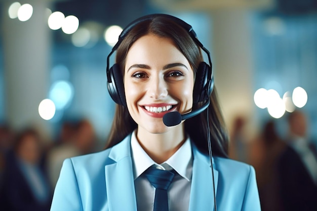 Portret van een glimlachende klantenservicemedewerker met kleine vervaging Gemaakt met generatieve AI