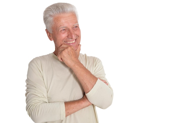 portret van een glimlachende oudere man