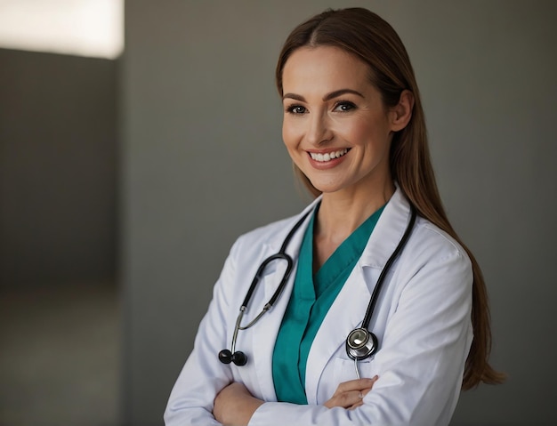 Portret van een glimlachende vrouwelijke dokter