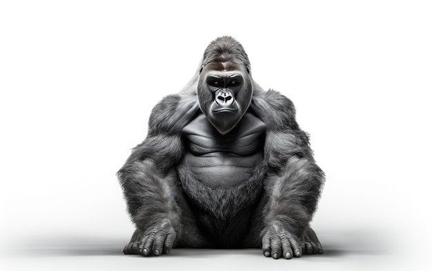 Foto portret van een gorilla op witte achtergrond