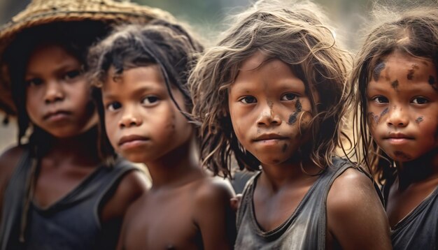 Portret van een groep inheemse Australische kinderen