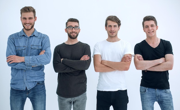 Portret van een groep moderne jonge mannen geïsoleerd op white