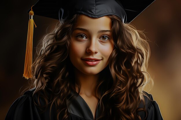Portret van een jong meisje in een afstudeerkleding geïsoleerd op de achtergrond