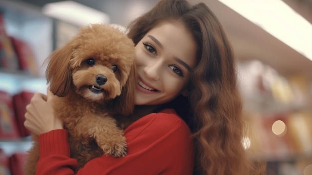 portret van een jong mooi meisje met een hond