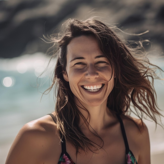 Portret van een jong mooi meisje op het strand