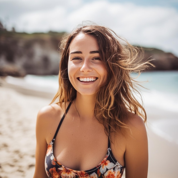 Portret van een jong mooi meisje op het strand