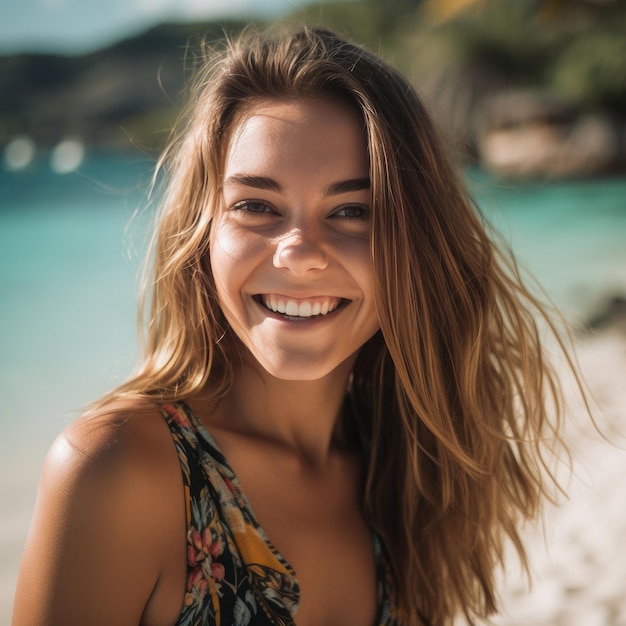 Portret van een jong mooi meisje op het strand