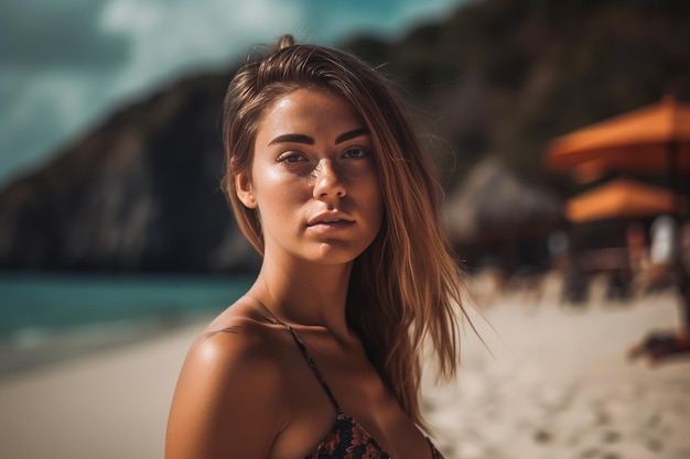 Portret van een jong mooi meisje op het strand